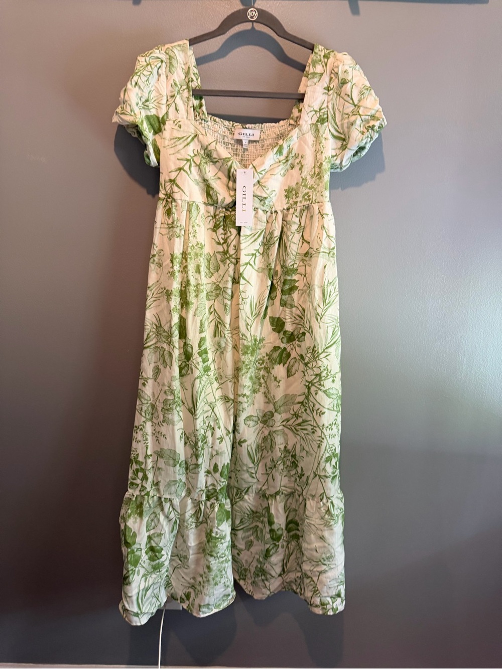 Gilli Cream Maxi Dress with Green Botanical Print